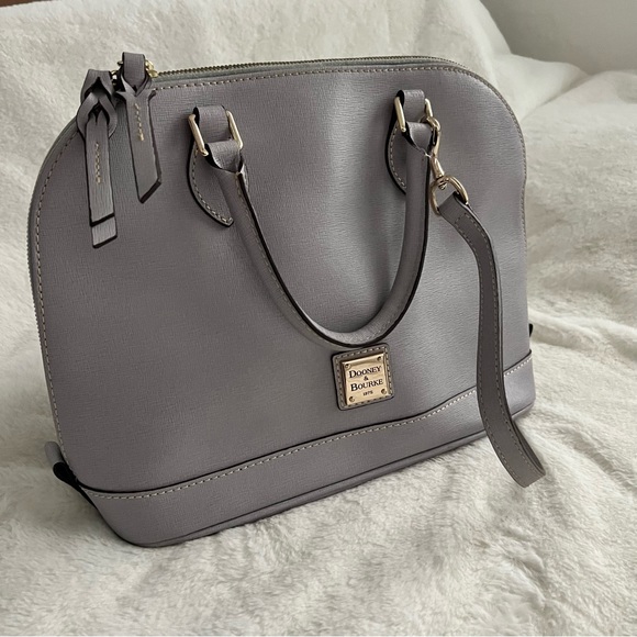 Dooney & Bourke Handbags - Grey Dooney & Bourke Saffiano Leather Zip Zip Satchel